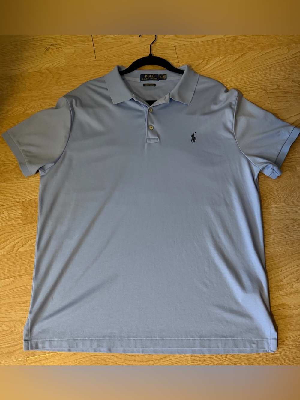 Polo Ralph Lauren Custom Slim Fit Polo Shirt Light Blue XL 100% Cotton